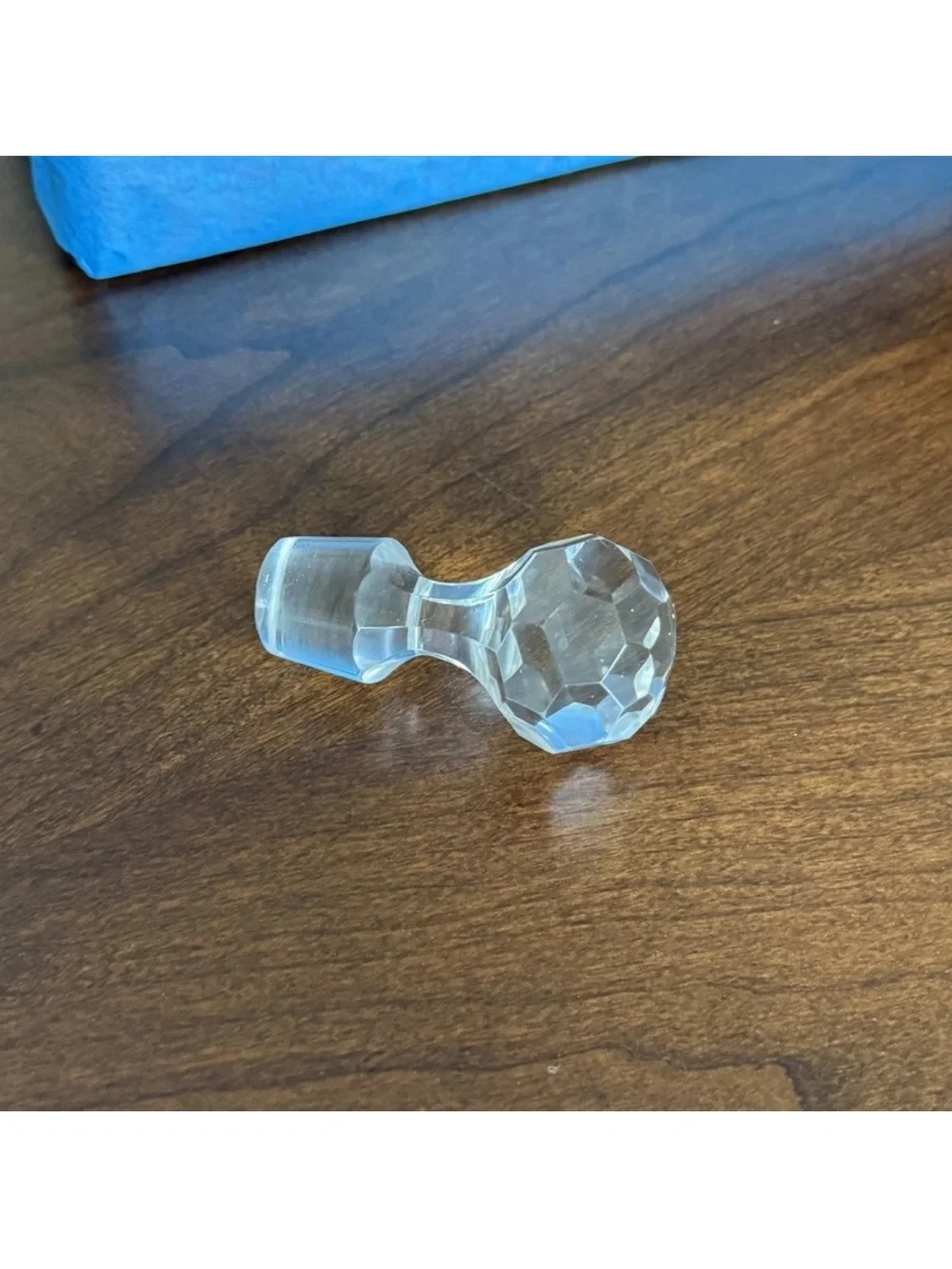 Vtg. Round Prism-Style Lead Crystal Faceted Decanter Stopper Approx 3”x1”